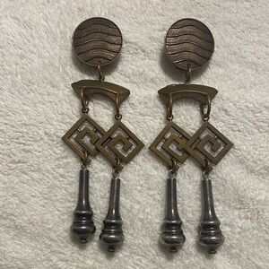 Marjorie Baer SF Geometric Bras and Silvertone Dangle Earrings